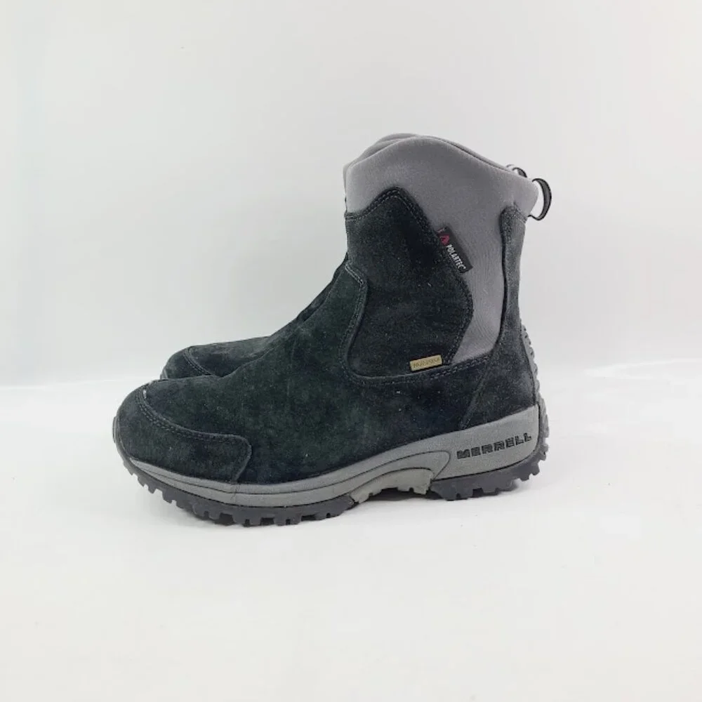 Merrell Women's Black Tundra Leather Polartec Thinsulate Winter Snow‎ Boot 6.5
